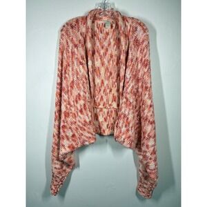 J Jill Space Dye Knit Open Front Cardigan Sweater Women L XL Baggy Oversize Boxy